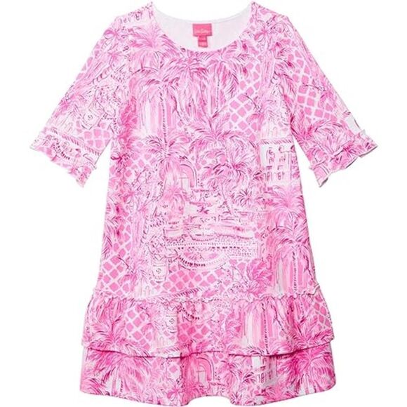 Lilly Pulitzer Kailyn Pink Blossom Palm Beach Paradise Dress Girls Size XL 12-14 - Picture 1 of 11